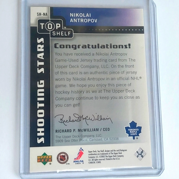 Nikolai Antropov Toronto Maple Leafs Shooting Stars Game-Used Jersey Hockey Card - Picture 2 of 2